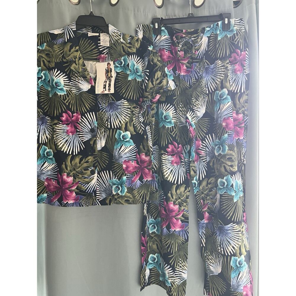 Vintage White Stag "Go Tropical" Blouse Pants Set Deadstock Summer NWT L - Picture 2 of 13